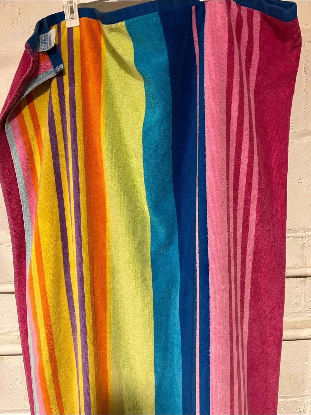 Rainbow Stripe Beach Towel - Pink & Multi about 65 x 57 approximately